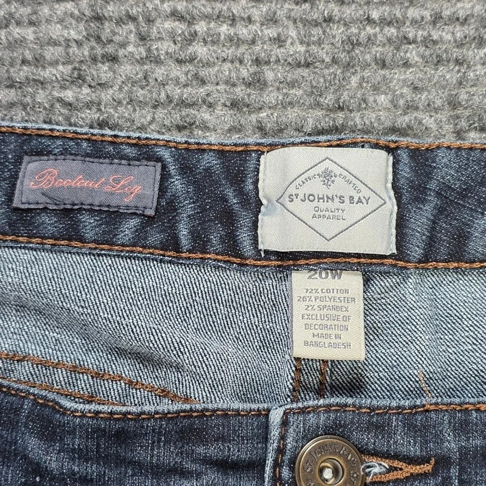 St. John's Bay‎ Bootcut Jeans Women's Size 20W Dark Wash Blue Stretch High Rise